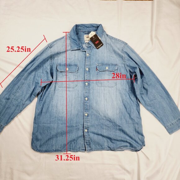 Levi's Dark Blue Relaxed Fit Jackson Worker Button Up Denim Shirt Size XXL - Picture 12 of 12